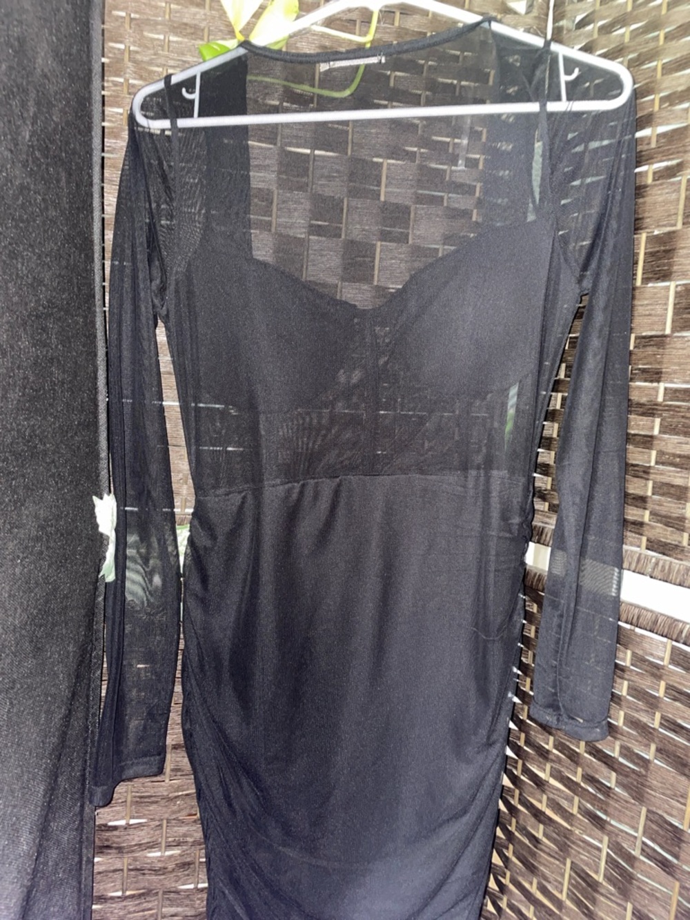 Sheer Long Sleeve Black Bodycon Dress